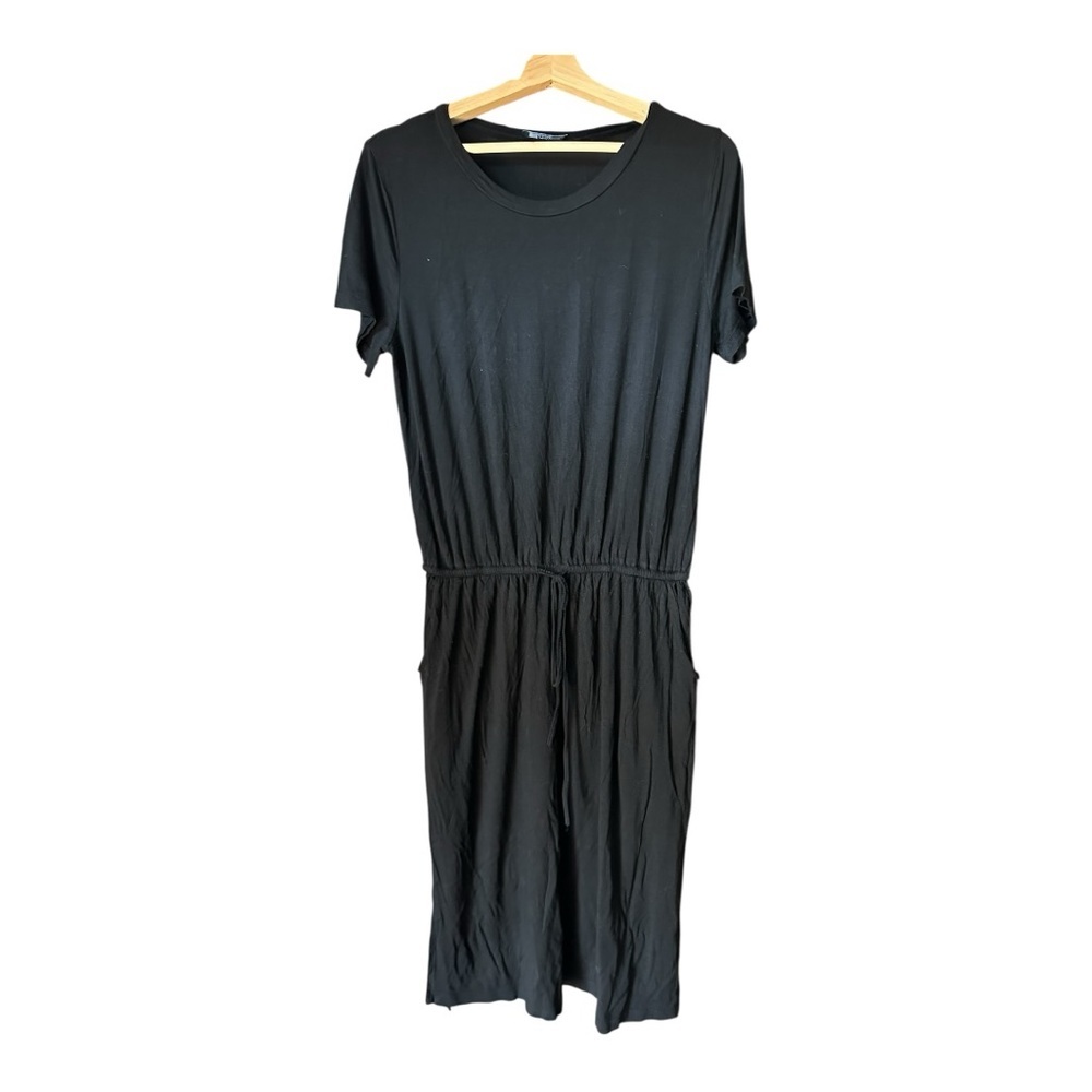 Chic Black Knit Midi Dress Black Size L
